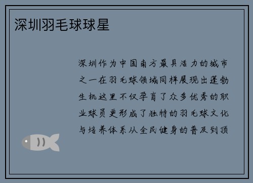 深圳羽毛球球星